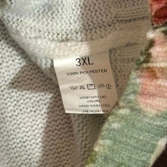 NWOT Gorgeous Pink Green Floral Print Knit Cardigan Sweater Size 3X - Picture 14 of 14